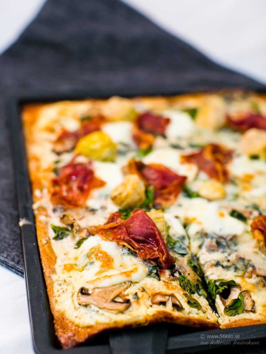 Pizza Bianco med spenat och LCHF 56kilo.se Recept