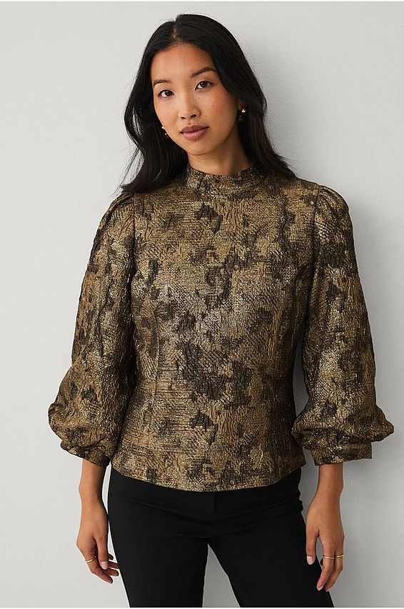 Jacquardvävd Blus