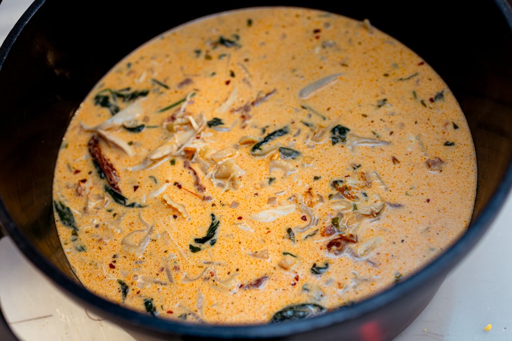 marry me kycklingsoppa med kyckling pasta och spenat