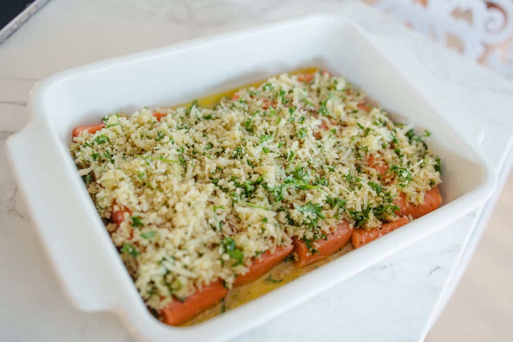 Parmesan- och pankopanerad lax i ugn