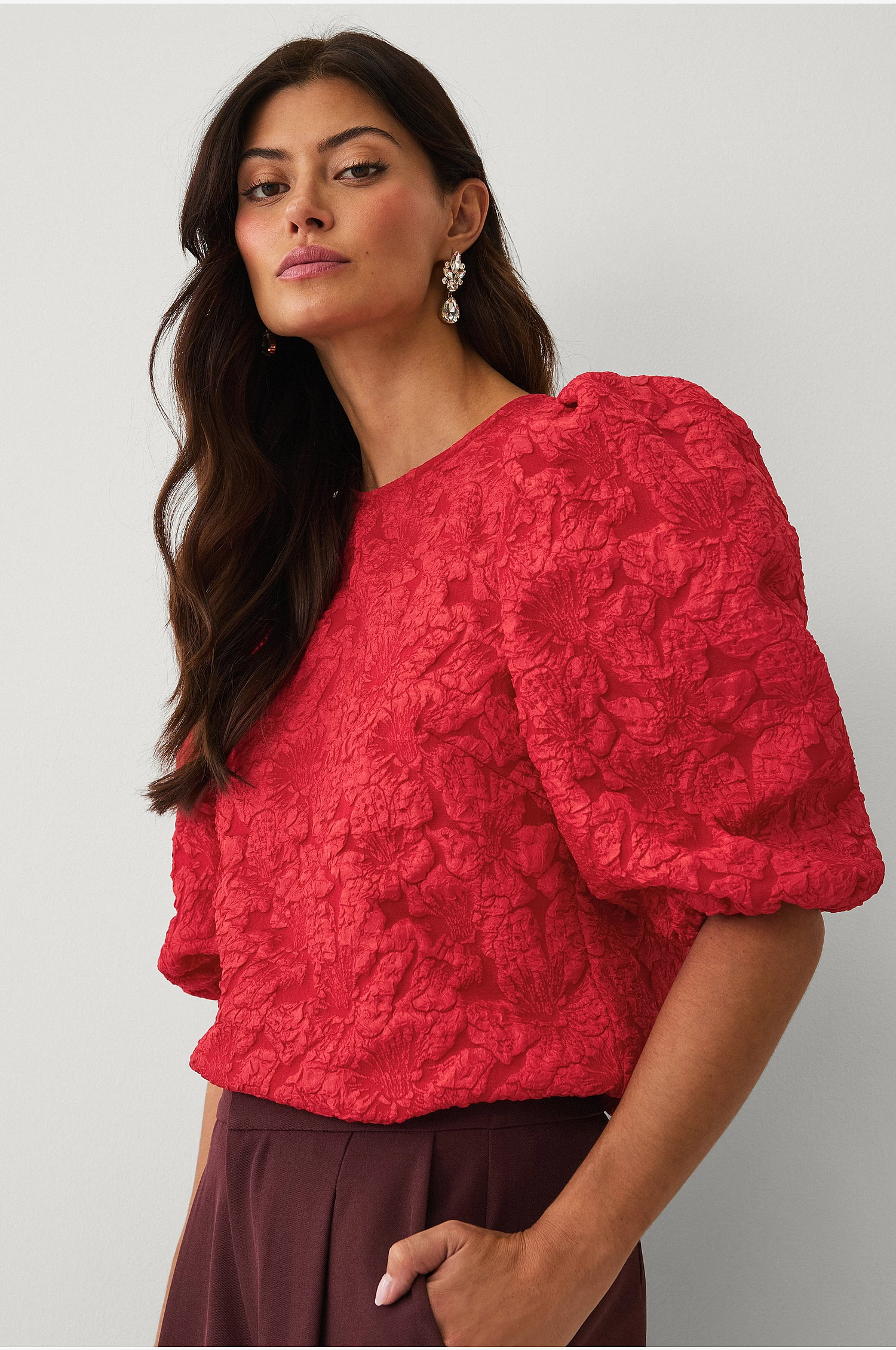 Blus med puffärmar